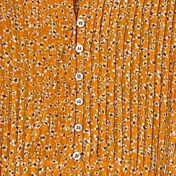 Free People One Fine Day Mini Dress Womens Orange Floral Size S/P Ruffle Boho - Picture 5 of 10